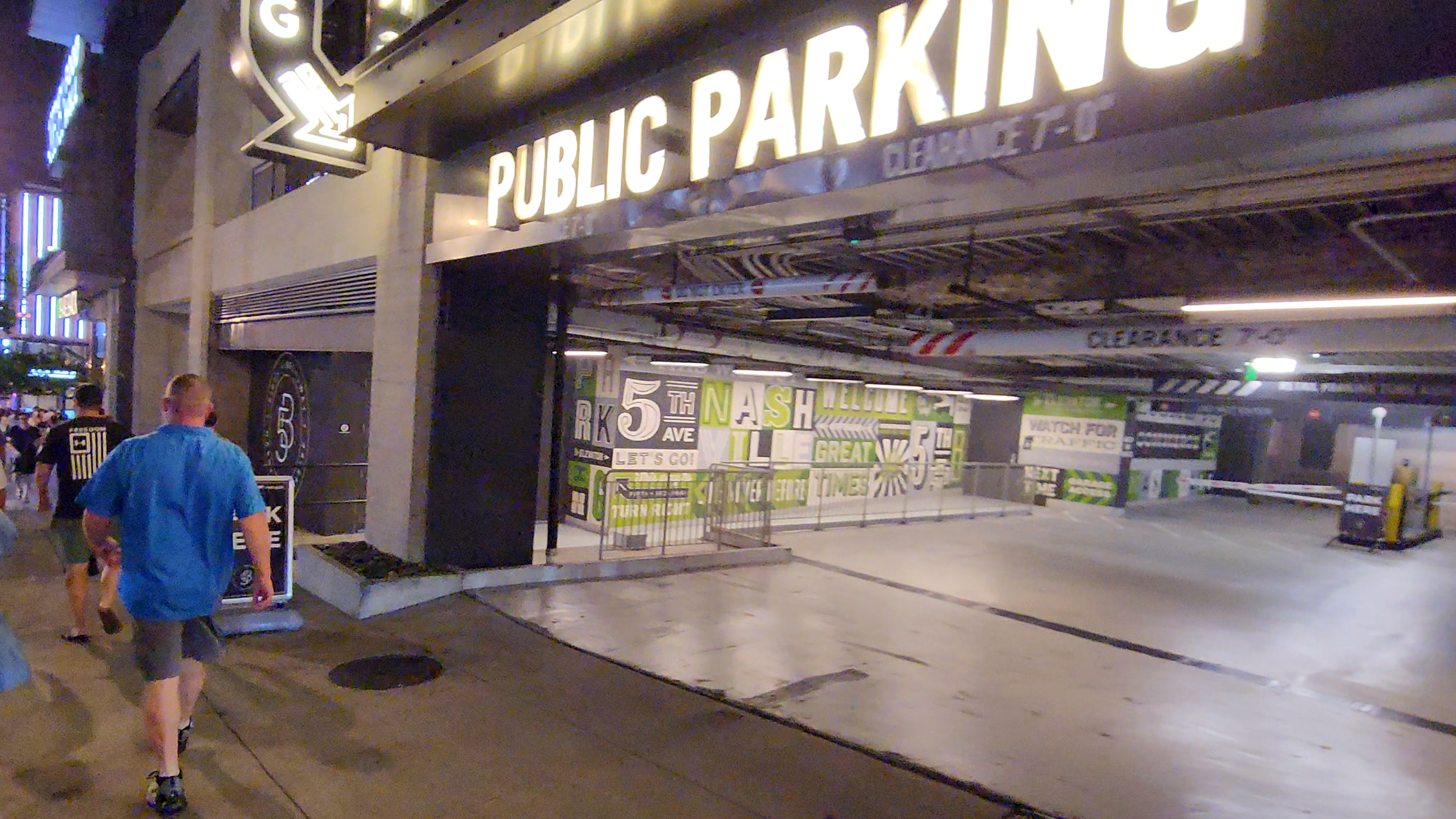 A public parking garage in downtown Nashville near Broadway.